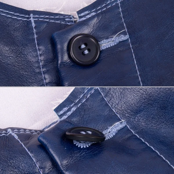 コムコム コムデギャルソンCOMME des GARCONS フェイクレザーノーカラートラックジャケット 青S K-89896_004