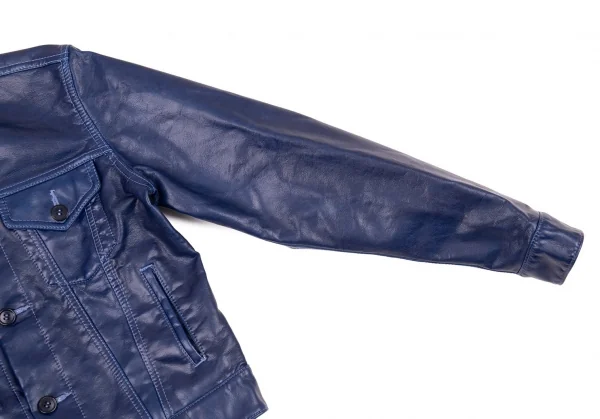 コムコム コムデギャルソンCOMME des GARCONS フェイクレザーノーカラートラックジャケット 青S K-89896_005