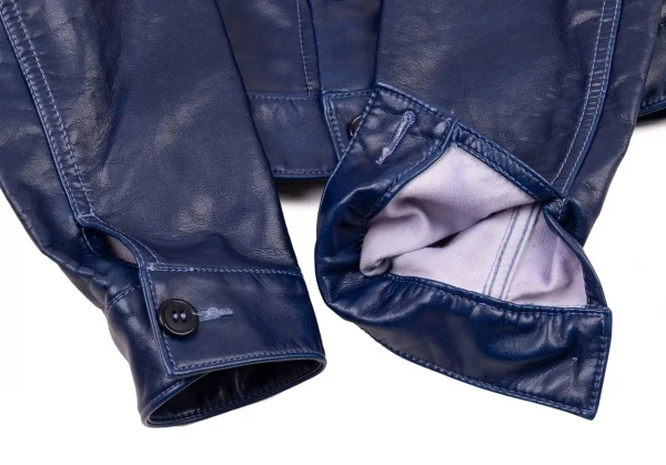 コムコム コムデギャルソンCOMME des GARCONS フェイクレザーノーカラートラックジャケット 青S K-89896_006