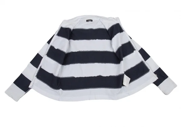 トリココムデギャルソンtricot COMME des GARCONS ボーダー切替インサイドアウトジップアップカットソー 位 白紺S位 K-89929_012