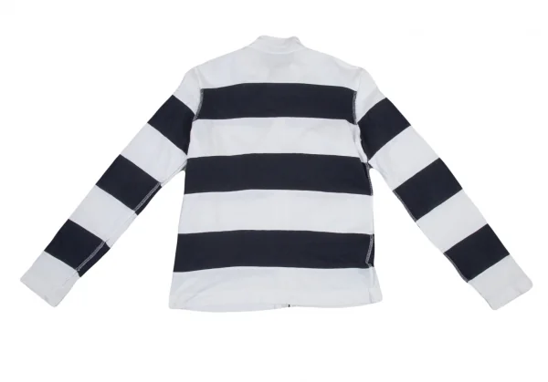 トリココムデギャルソンtricot COMME des GARCONS ボーダー切替インサイドアウトジップアップカットソー 位 白紺S位 K-89929_013