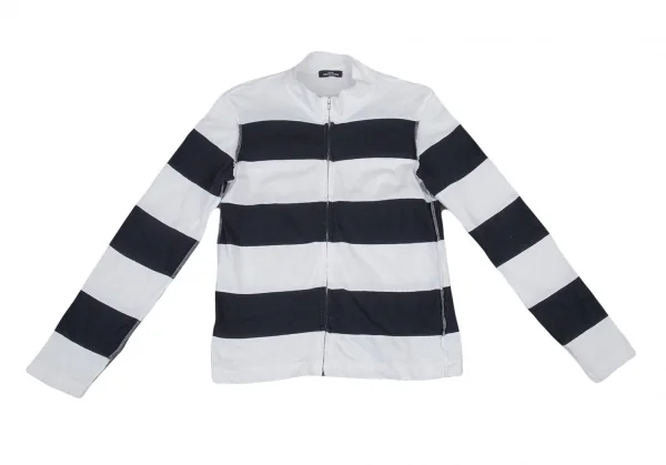 トリココムデギャルソンtricot COMME des GARCONS ボーダー切替インサイドアウトジップアップカットソー 位 白紺S位 K-89929_002