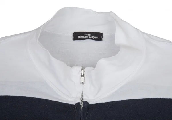 トリココムデギャルソンtricot COMME des GARCONS ボーダー切替インサイドアウトジップアップカットソー 位 白紺S位 K-89929_003