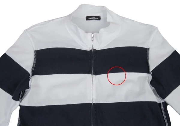 トリココムデギャルソンtricot COMME des GARCONS ボーダー切替インサイドアウトジップアップカットソー 位 白紺S位 K-89929_004