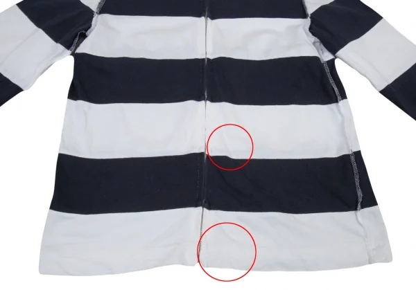 トリココムデギャルソンtricot COMME des GARCONS ボーダー切替インサイドアウトジップアップカットソー 位 白紺S位 K-89929_009