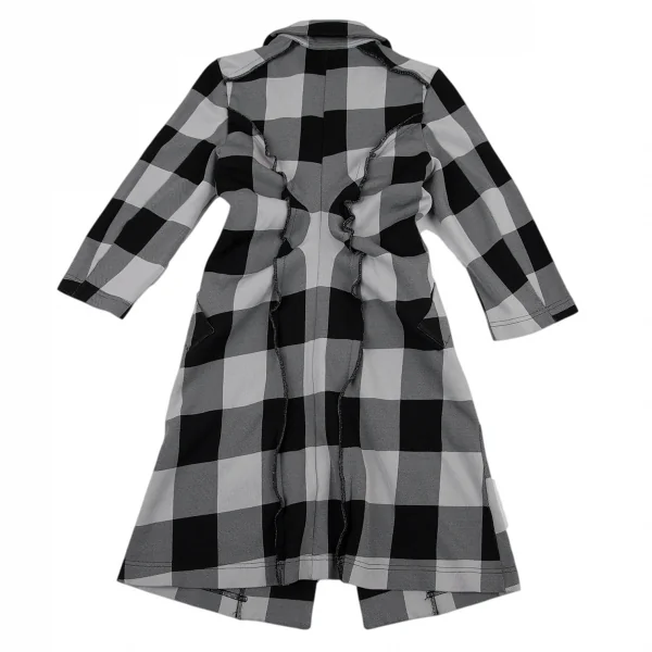 コムコム コムデギャルソンCOMME des GARCONS エステルチェック切替フライフロントコート グレー黒XS K-89944_013