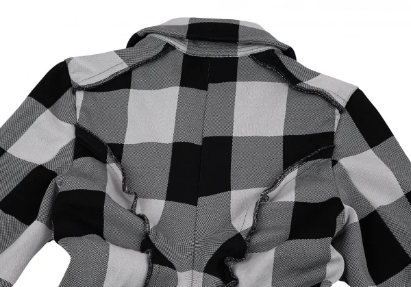 コムコム コムデギャルソンCOMME des GARCONS エステルチェック切替フライフロントコート グレー黒XS K-89944_014