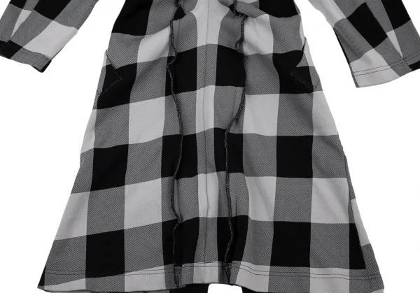 コムコム コムデギャルソンCOMME des GARCONS エステルチェック切替フライフロントコート グレー黒XS K-89944_015