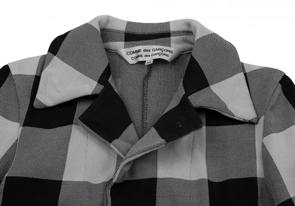 コムコム コムデギャルソンCOMME des GARCONS エステルチェック切替フライフロントコート グレー黒XS K-89944_005