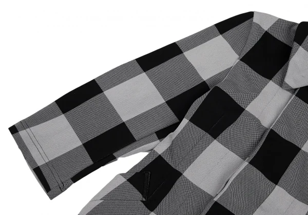 コムコム コムデギャルソンCOMME des GARCONS エステルチェック切替フライフロントコート グレー黒XS K-89944_006