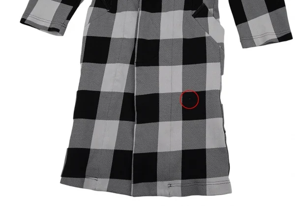 コムコム コムデギャルソンCOMME des GARCONS エステルチェック切替フライフロントコート グレー黒XS K-89944_008