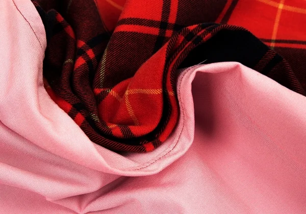 コムデギャルソン オムCOMME des GARCONS HOMME タータンチェック切替オックスフォードシャツ ピンク赤黒M K-89976_018