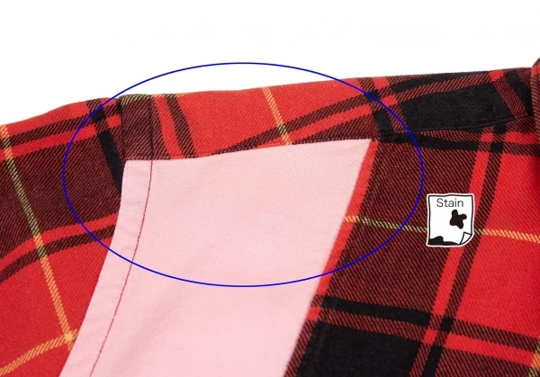 コムデギャルソン オムCOMME des GARCONS HOMME タータンチェック切替オックスフォードシャツ ピンク赤黒M K-89976_003