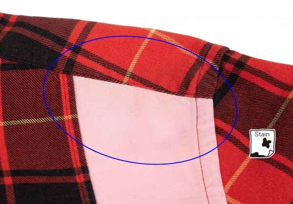 コムデギャルソン オムCOMME des GARCONS HOMME タータンチェック切替オックスフォードシャツ ピンク赤黒M K-89976_004