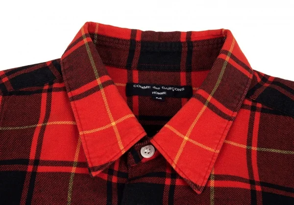コムデギャルソン オムCOMME des GARCONS HOMME タータンチェック切替オックスフォードシャツ ピンク赤黒M K-89976_005