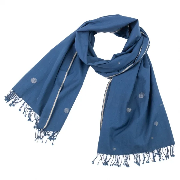 ヨーガンレール ババグーリJURGEN LEHL Babaghuri ドットフリンジストール 青 K-89997_001