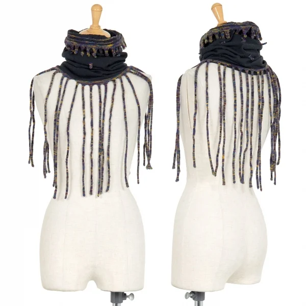 ヨーガンレールJURGEN LEHL フリンジニットネックウォーマー チャコール K-90000_001