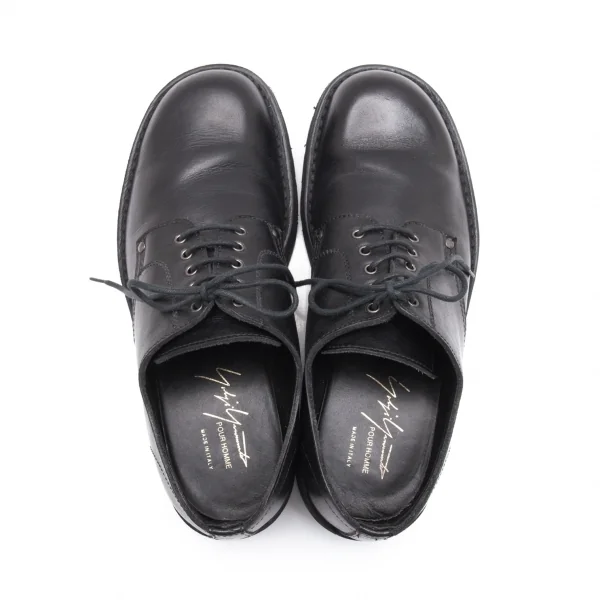 ヨウジヤマモト プールオムYohji Yamamoto POUR HOMME リベット留めレザーシューズ 黒27cm位 K-90018_009
