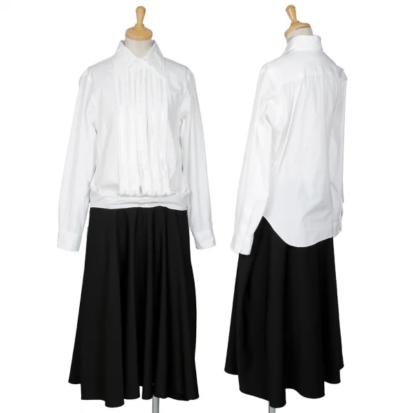 ジュンヤワタナベ コムデギャルソンJUNYA WATANABE COMME des GARCONS フリルブラウスドッキングワンピース 白黒SS K-90027_001