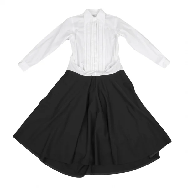 ジュンヤワタナベ コムデギャルソンJUNYA WATANABE COMME des GARCONS フリルブラウスドッキングワンピース 白黒SS K-90027_002