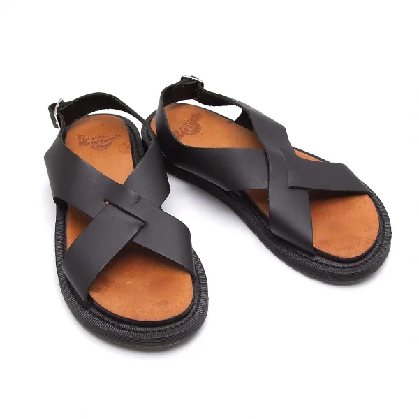 ドクターマーチンDr.Martens レザークロスストラップサンダル 黒UK4(23位) K-90031_001