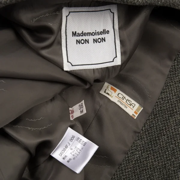 マドモアゼルノンノンMademoiselle NON NON ウールアルパカジャケット カーキ38M K-90033_016