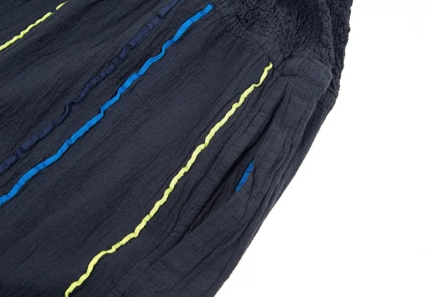 イッセイミヤケ ミーISSEY MIYAKE me カリフラワー切替マルチラインワイドパンツ 濃紺F K-90060_003