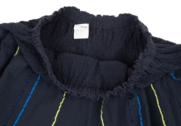 イッセイミヤケ ミーISSEY MIYAKE me カリフラワー切替マルチラインワイドパンツ 濃紺F K-90060_005