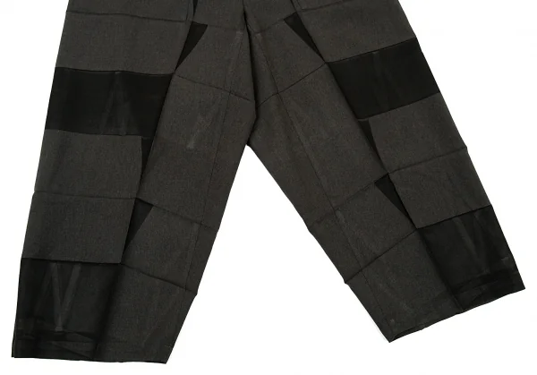 イッセイミヤケ ミーISSEY MIYAKE me プレスプリーツプリントワイドパンツ グレー黒F K-90061_006