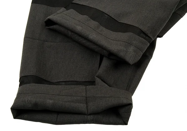 イッセイミヤケ ミーISSEY MIYAKE me プレスプリーツプリントワイドパンツ グレー黒F K-90061_008