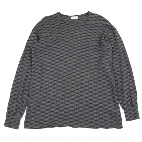 コムデギャルソン オムCOMME des GARCONS HOMME バイアスチェックカットソー グレーM位 K-90067_001