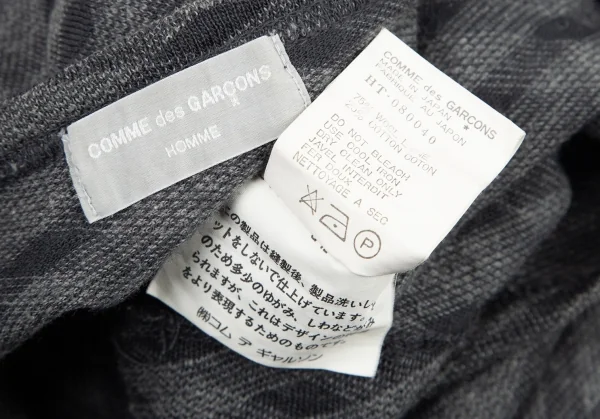 コムデギャルソン オムCOMME des GARCONS HOMME バイアスチェックカットソー グレーM位 K-90067_011