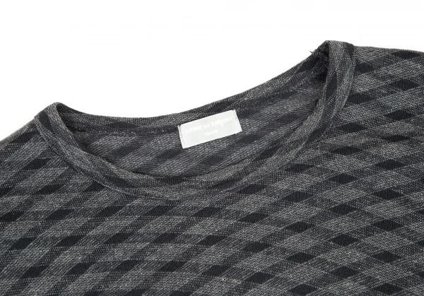 コムデギャルソン オムCOMME des GARCONS HOMME バイアスチェックカットソー グレーM位 K-90067_004