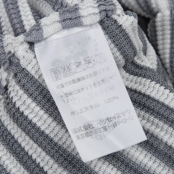 イッセイミヤケ ミーISSEY MIYAKE me フロントボーダーメッシュプリーツハイネックノースリーブ 白深緑M位 K-90084_014