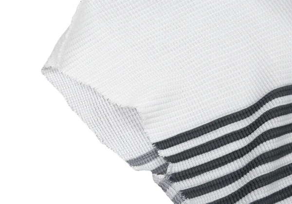 イッセイミヤケ ミーISSEY MIYAKE me フロントボーダーメッシュプリーツハイネックノースリーブ 白深緑M位 K-90084_006