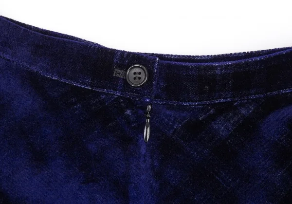 トリコ コムデギャルソンtricot COMME des GARCONSチェック透かし切替ベロアスカート 青M K-90117_007
