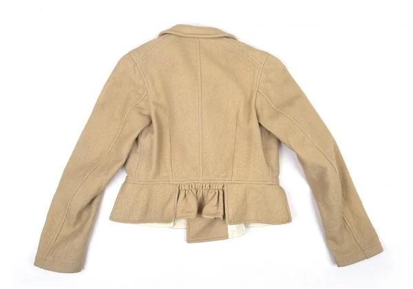 コムコム コムデギャルソンCOMME des GARCONS ラメプリントフリルウールライダースジャケット ゴールドベージュS K-90123_012