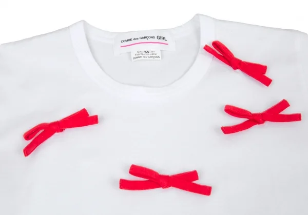 COMME des GARÇONS GIRL リボンTシャツ 希少 21SS COMME des GARCONS GIRL Bow Design T Shirt White M (K-90125)