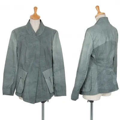 ダナキャラン DONNA KARAN NEW YORK むら染めスナップボタンジャケット 濃淡緑