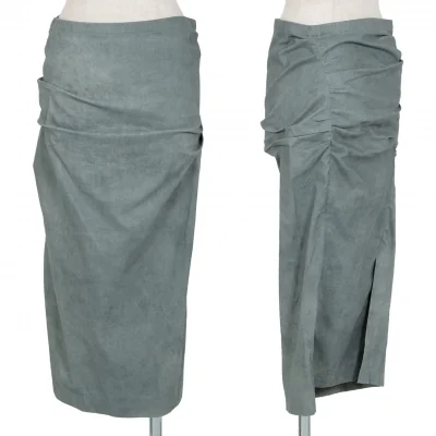 ダナキャラン DONNA KARAN NEW YORK むら染めドレープギャザースカート 濃淡緑