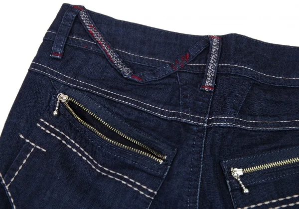 ルジャンドゥ マリテフランソワジルボーLE JEAN DE MARITHE FRANCOIS GIRBAUD ストレッチ切替デザインフレアデニムパンツ インディゴS K-90132_010