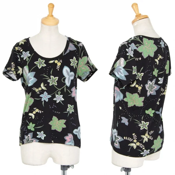 イッセイミヤケ ハートISSEY MIYAKE HaaT ボタニカルプリントTシャツ 黒他2 K-90149_001