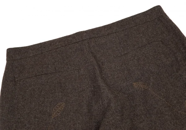 イッセイミヤケ ハートISSEY MIYAKE HaaT リーフステッチ刺繍サイド切替パンツ 茶3 K-90160_011