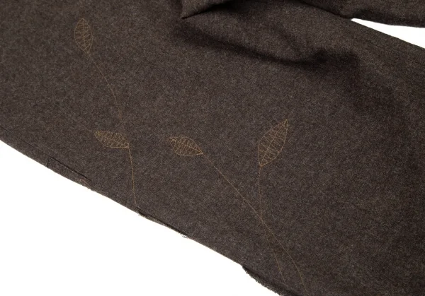イッセイミヤケ ハートISSEY MIYAKE HaaT リーフステッチ刺繍サイド切替パンツ 茶3 K-90160_012