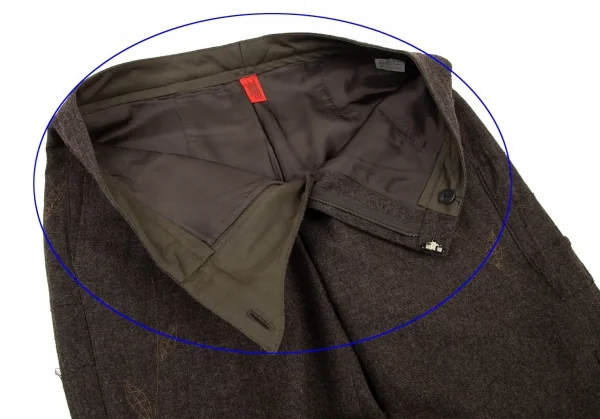 イッセイミヤケ ハートISSEY MIYAKE HaaT リーフステッチ刺繍サイド切替パンツ 茶3 K-90160_004