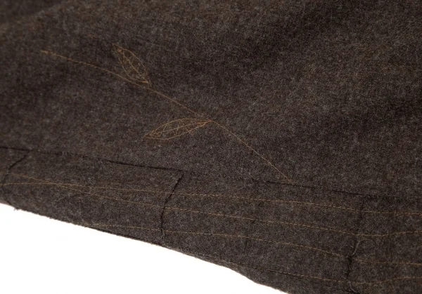 イッセイミヤケ ハートISSEY MIYAKE HaaT リーフステッチ刺繍サイド切替パンツ 茶3 K-90160_007