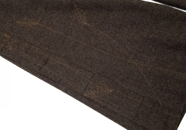 イッセイミヤケ ハートISSEY MIYAKE HaaT リーフステッチ刺繍サイド切替パンツ 茶3 K-90160_008