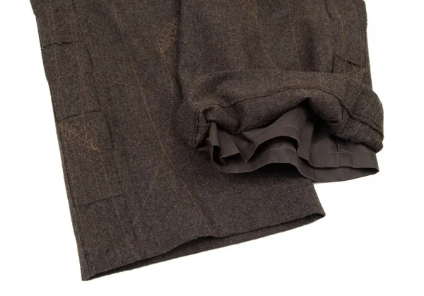 イッセイミヤケ ハートISSEY MIYAKE HaaT リーフステッチ刺繍サイド切替パンツ 茶3 K-90160_009