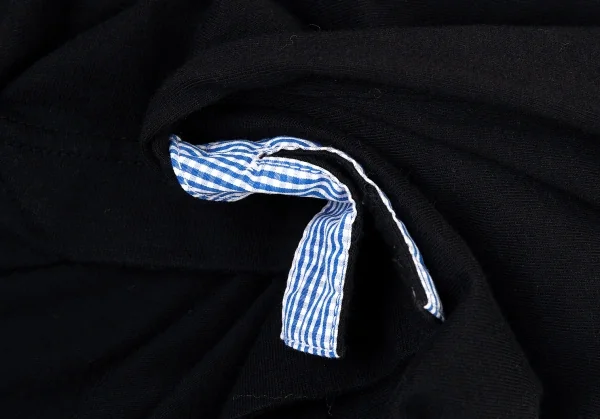 コムデギャルソン オムCOMME des GARCONS HOMME 見返しギンガムチェック切替長袖Tシャツ 黒S K-90189_011