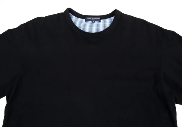 コムデギャルソン オムCOMME des GARCONS HOMME 見返しギンガムチェック切替長袖Tシャツ 黒S K-90189_002